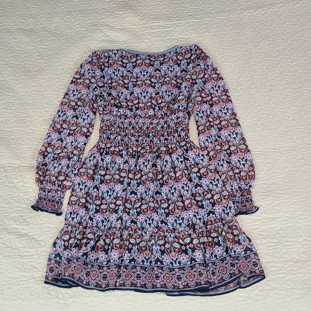 Max Studio Floral Ruffled long sleeve tiered midi dress size S - Picture 9 of 9